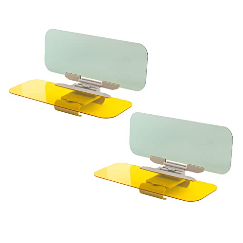 Zonetech Day And Night Anti Glare Car Windshield Visor (2 Pack) Gray/Yellow