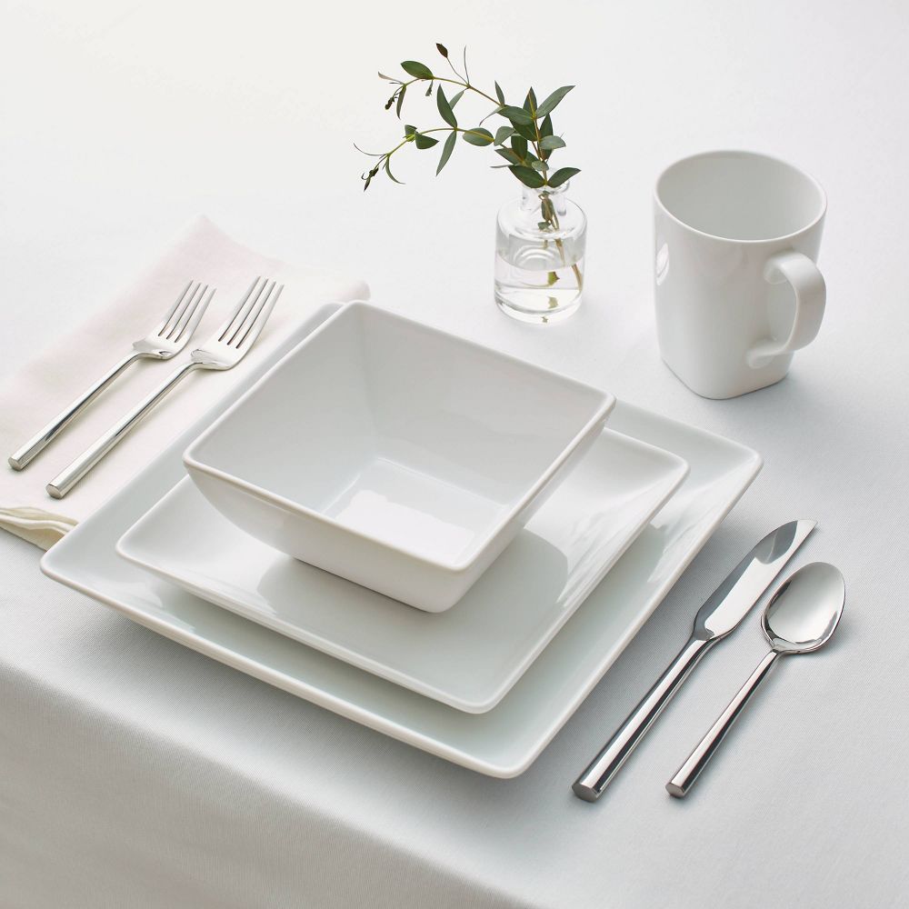 16pc Porcelain Square Rim Dinnerware Set - Threshold