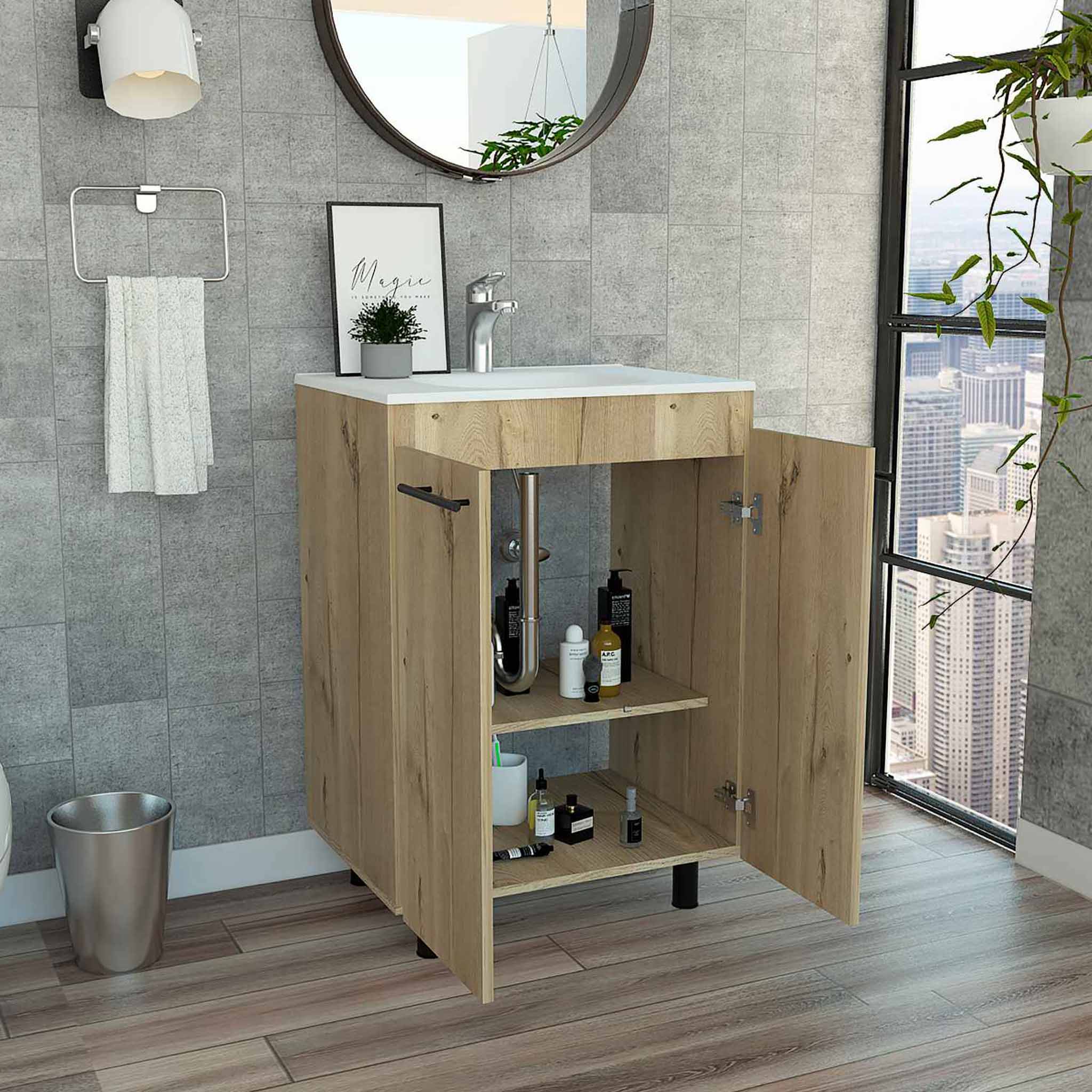 FM FURNITURE Selma 24"" Freestanding Vanity cabinet, With One Cabinet With Division