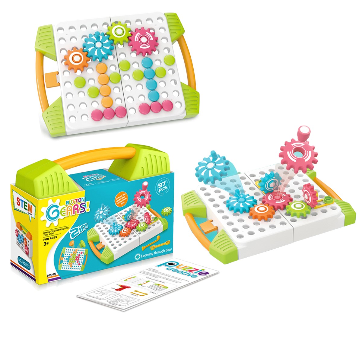 Zummy Button Gears Hand on Constructions that Spins Toys STEM ( 97 Pieces )