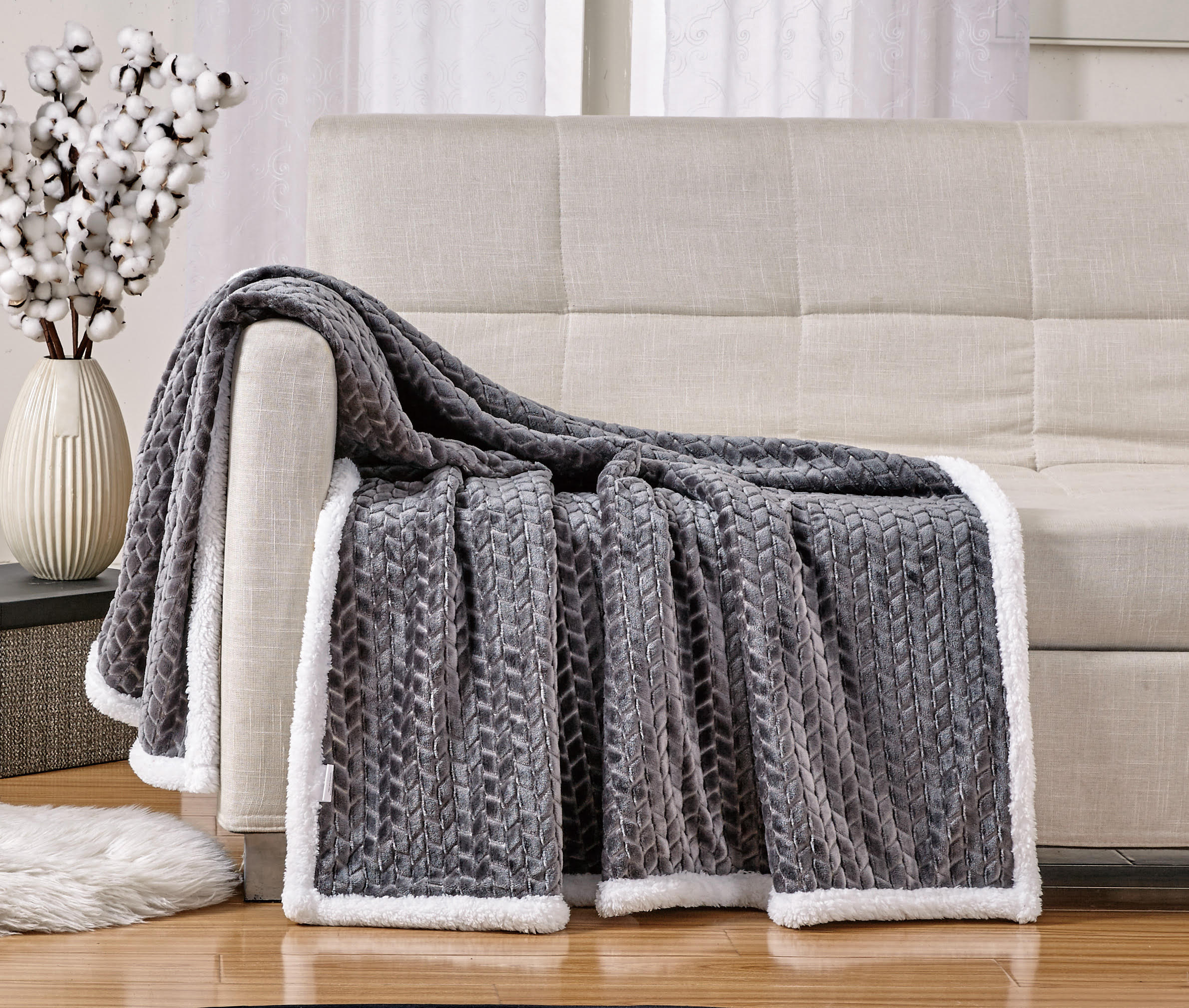Braided Sherpa Throw