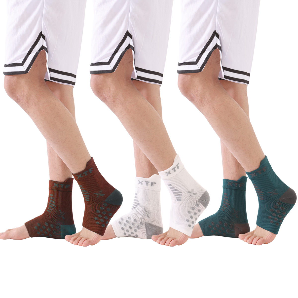 3-Pairs: Targeted Pain Relief Plantar Fasciitis Foot/Arch Support Ankle Compression Support Sleeves/Socks