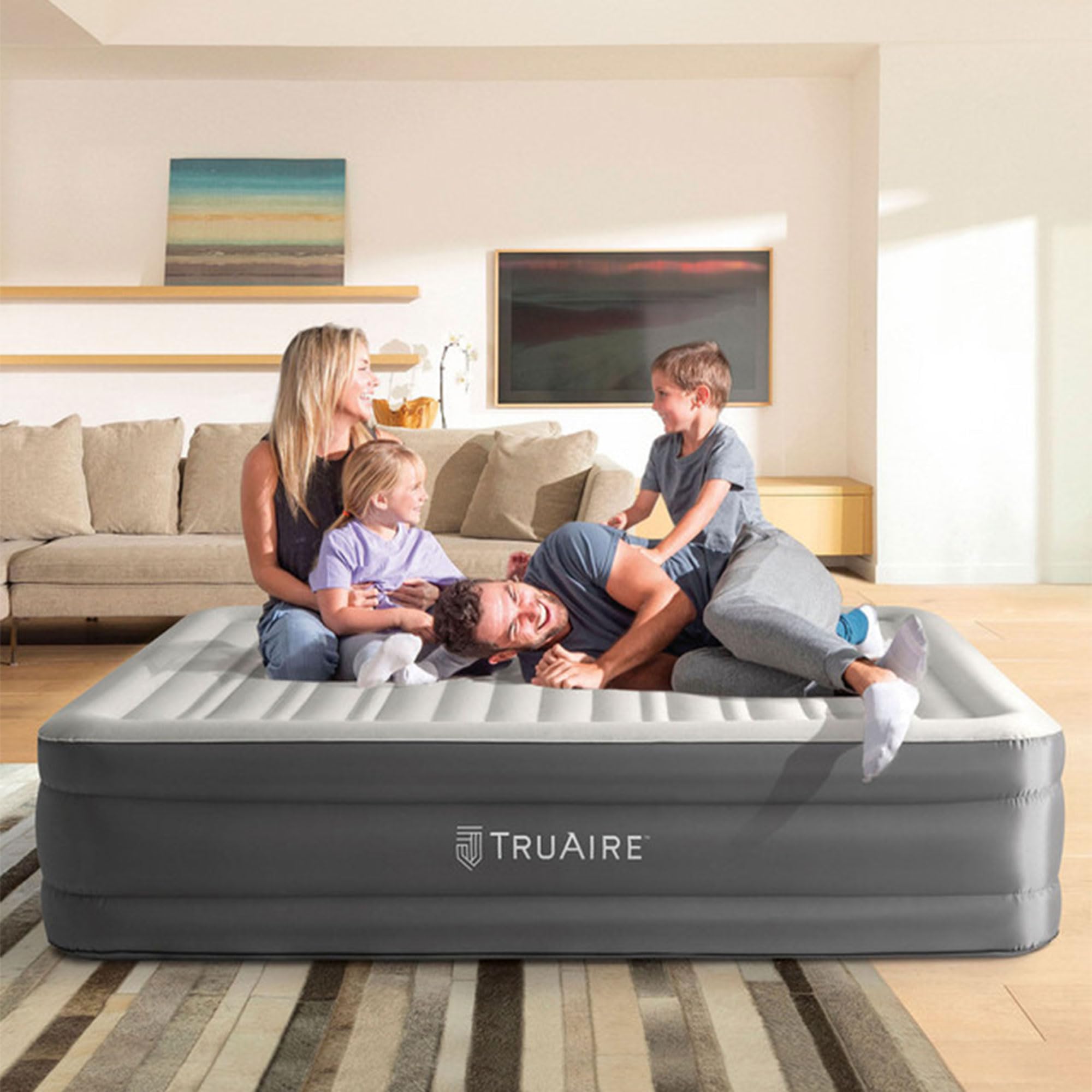 Intex Air Mattress Inflatable Queen Raised TruAire 18" with Internal 120V P