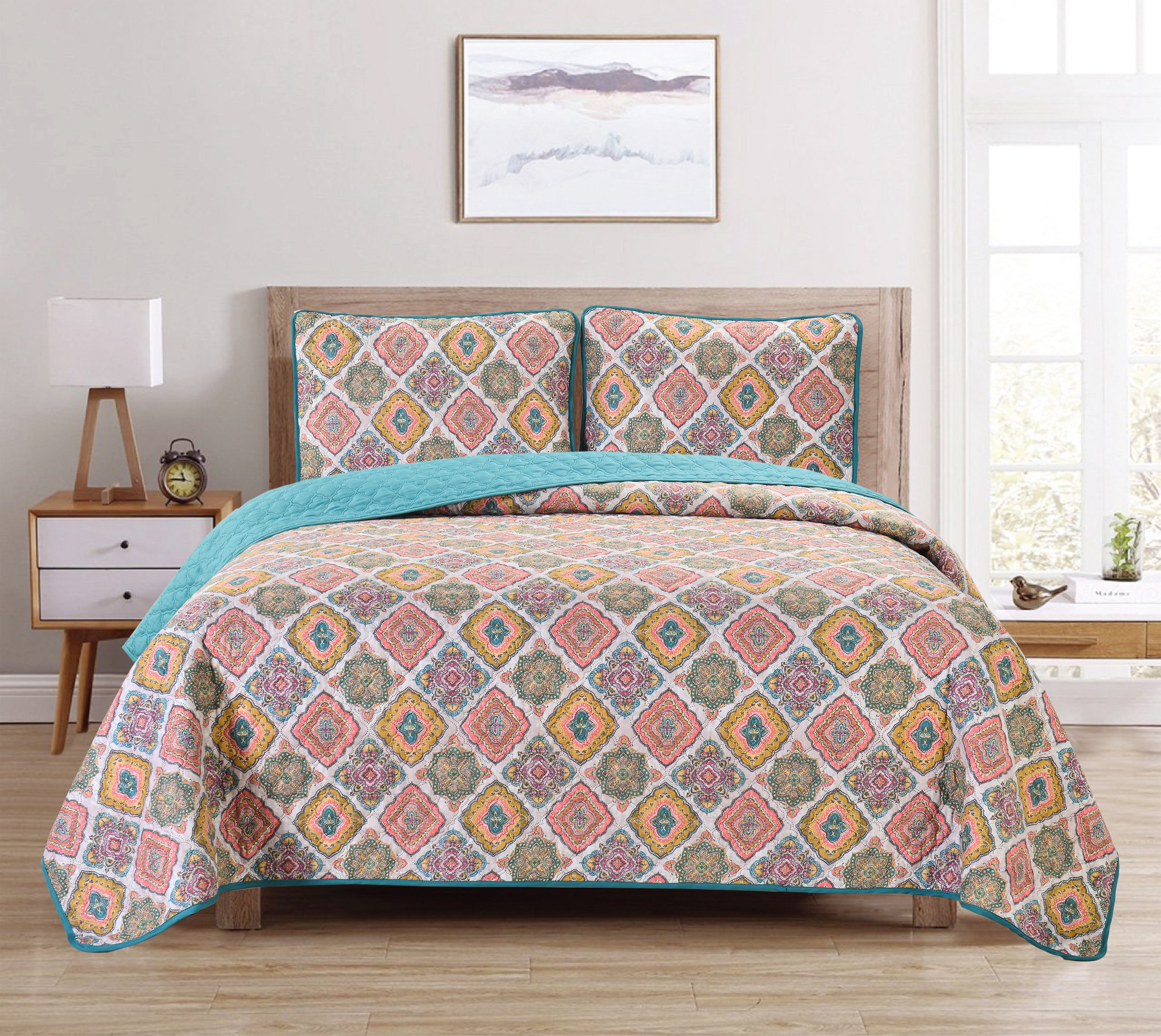 3-Piece Dan River Reversible Printed Quilt Set