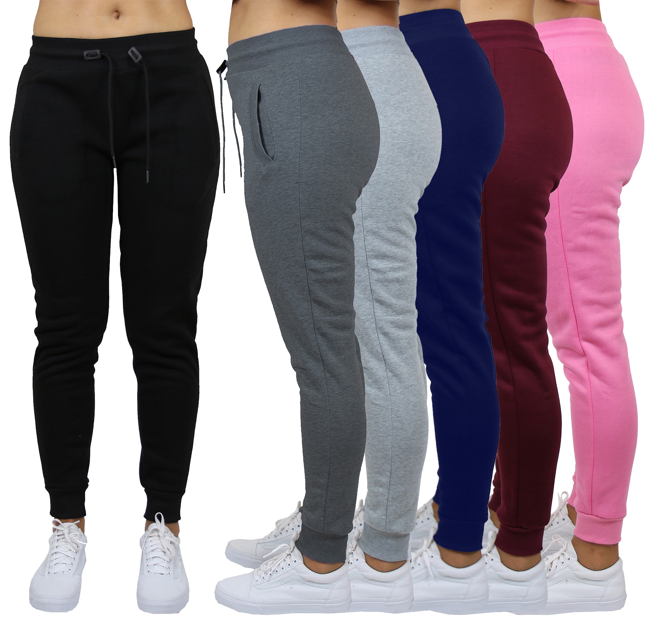 3-Pack Women’s Fleece Jogger Sweatpants – Modern Fit with Adjustable Drawstring