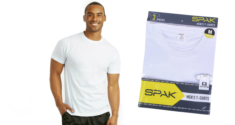 3-Pack Men's Spak 100% Cotton White T-Shirt