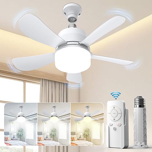 EONINI Socket Ceiling Fans Lights Fan light Dimmable Led Light Bulb - WHITE