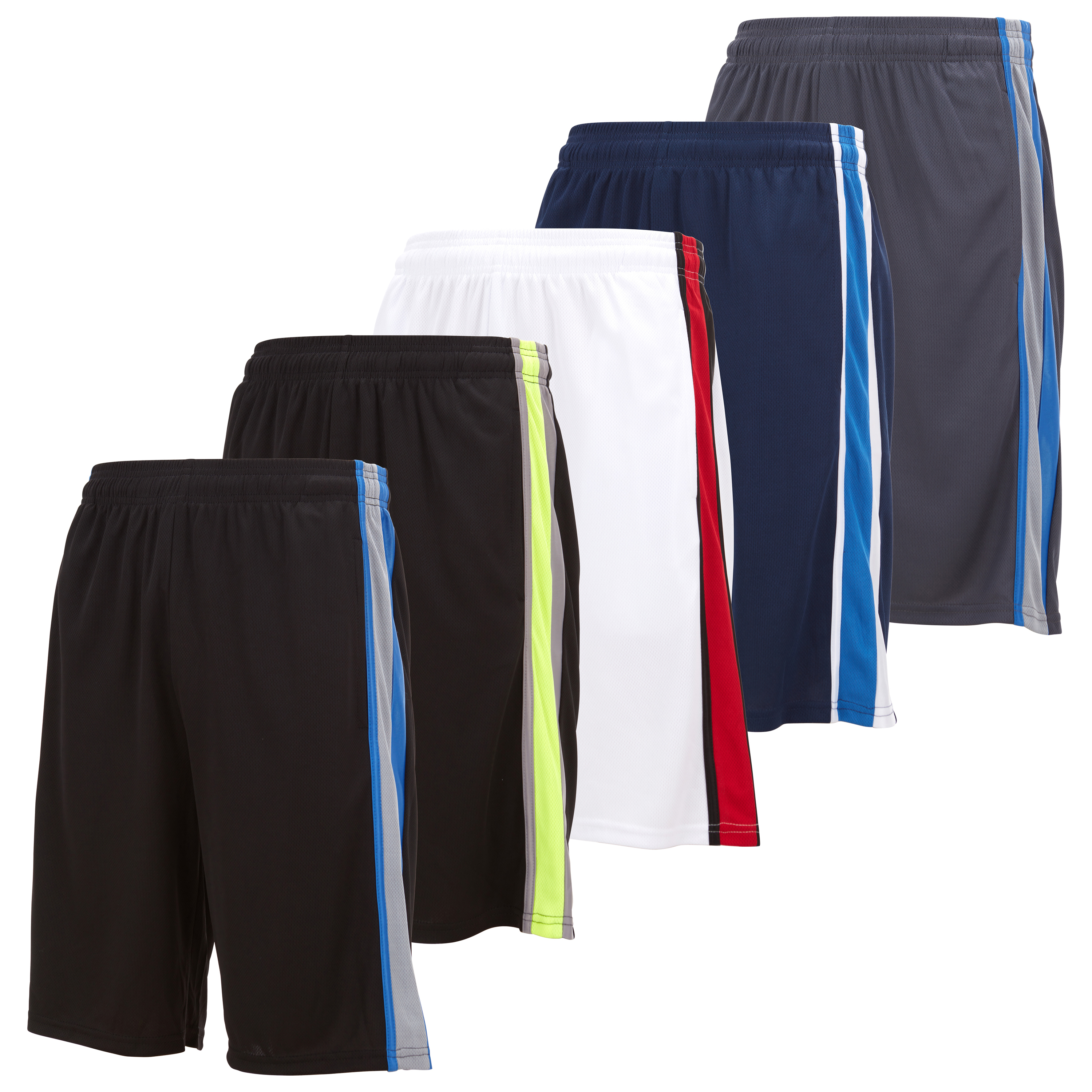 5 Pack: Men's Athletic Performance Shorts with Pockets (Up to 3X)