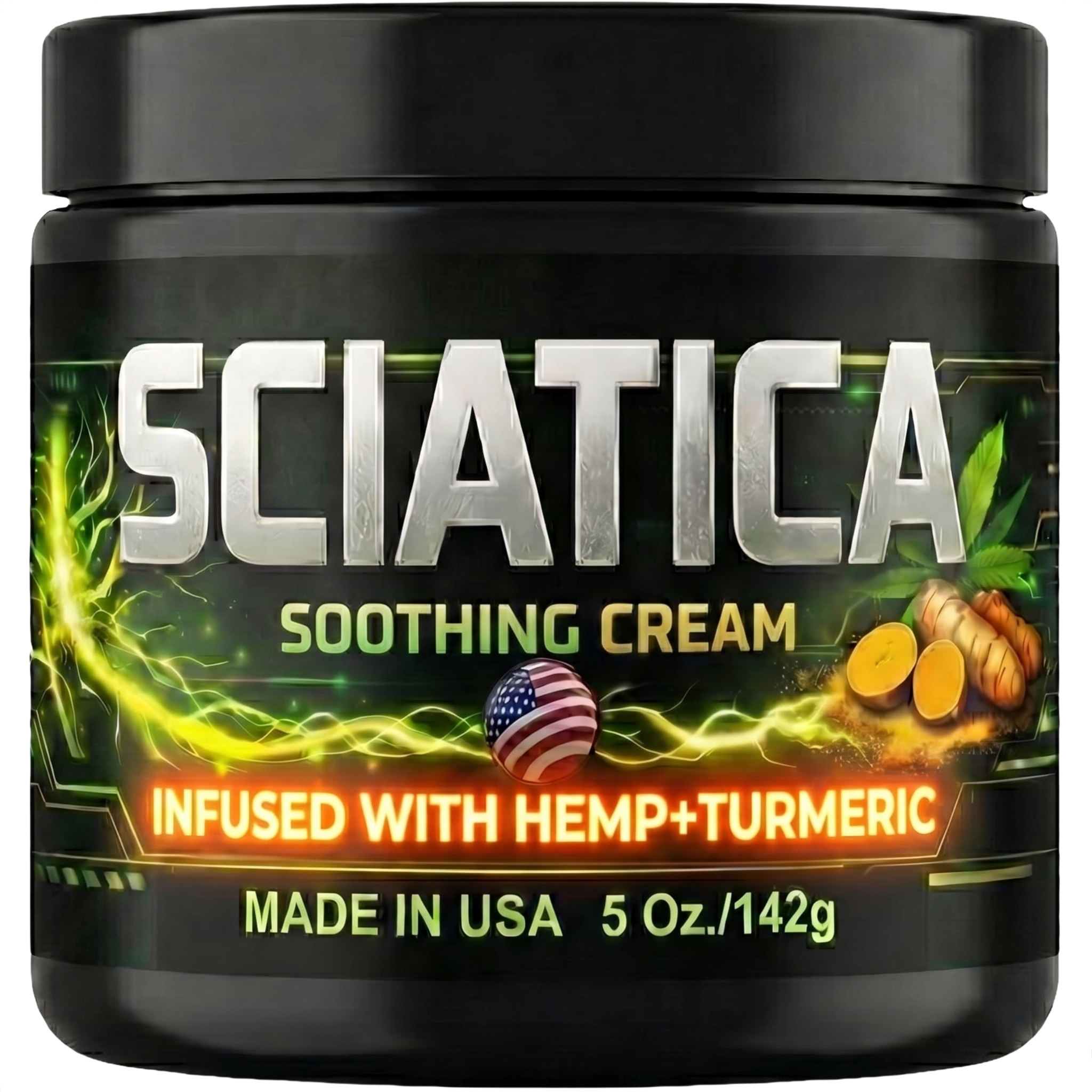 Sciatica Nerve Cream with Hemp Oil, Turmeric, Aloe & Lavender – Sciatic Nerve Comfort Cream for Lower Back & Legs – 5 oz