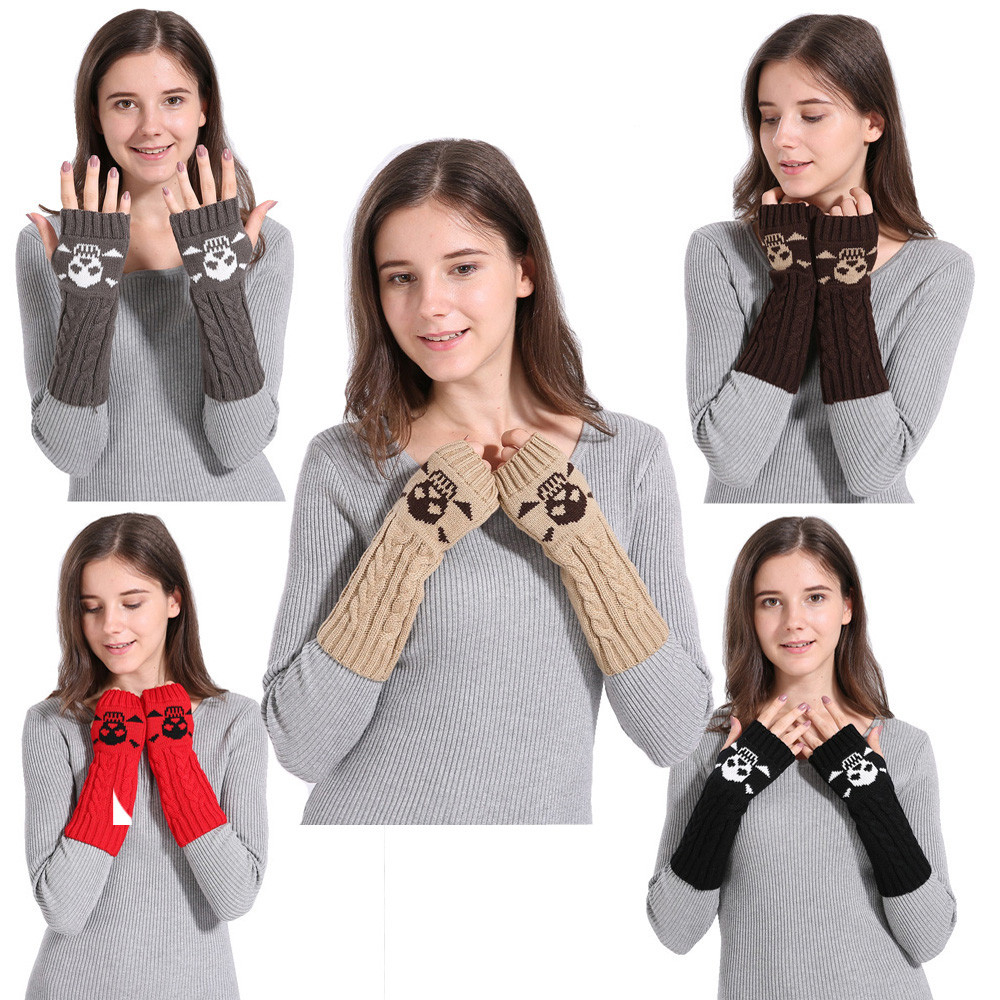 Woman Winter Warm Knitted Long Twist Plus Thick Half Finger Gloves Mit Woman Winter Warm Knitted Long Twist Plus Thick Half Finger Gloves Mit