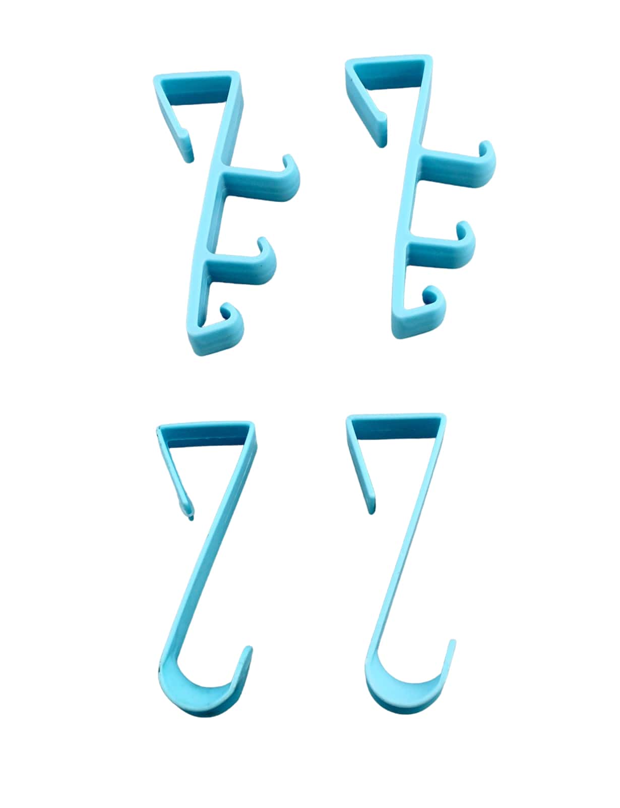 4-Pack Over The Door Hooks Hangers, Laundry Hanger Blue Plastic Coats Towels Clothes