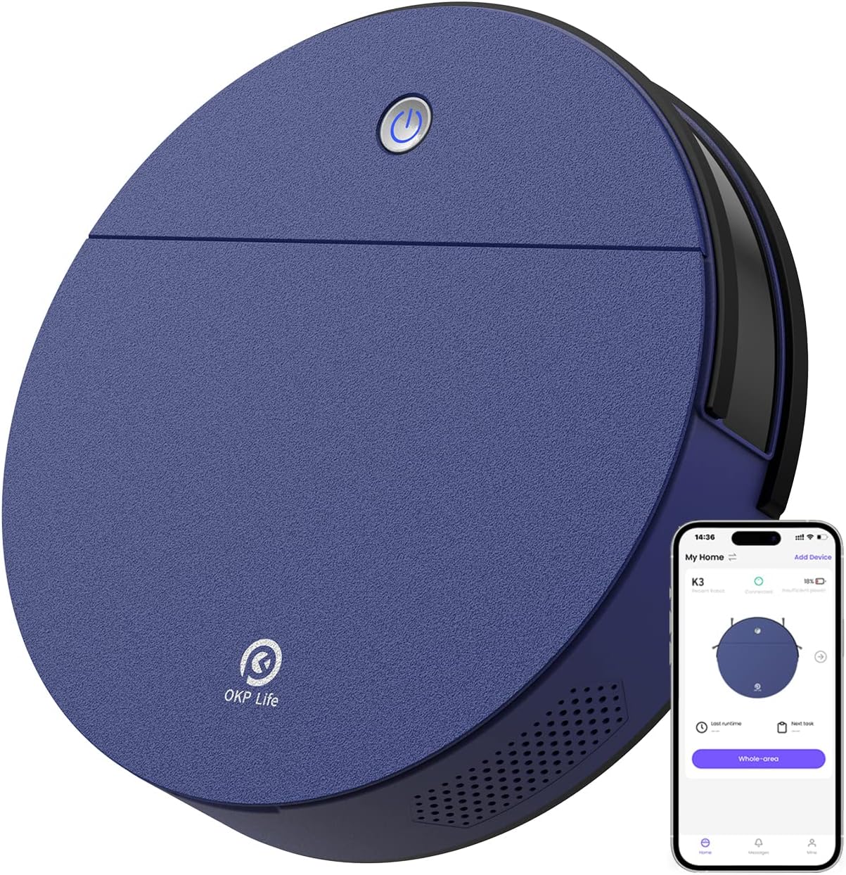 OKP K3 Robot Vacuum Cleaner Self-Charging Robotic Vacuum Cleaner - BLUE