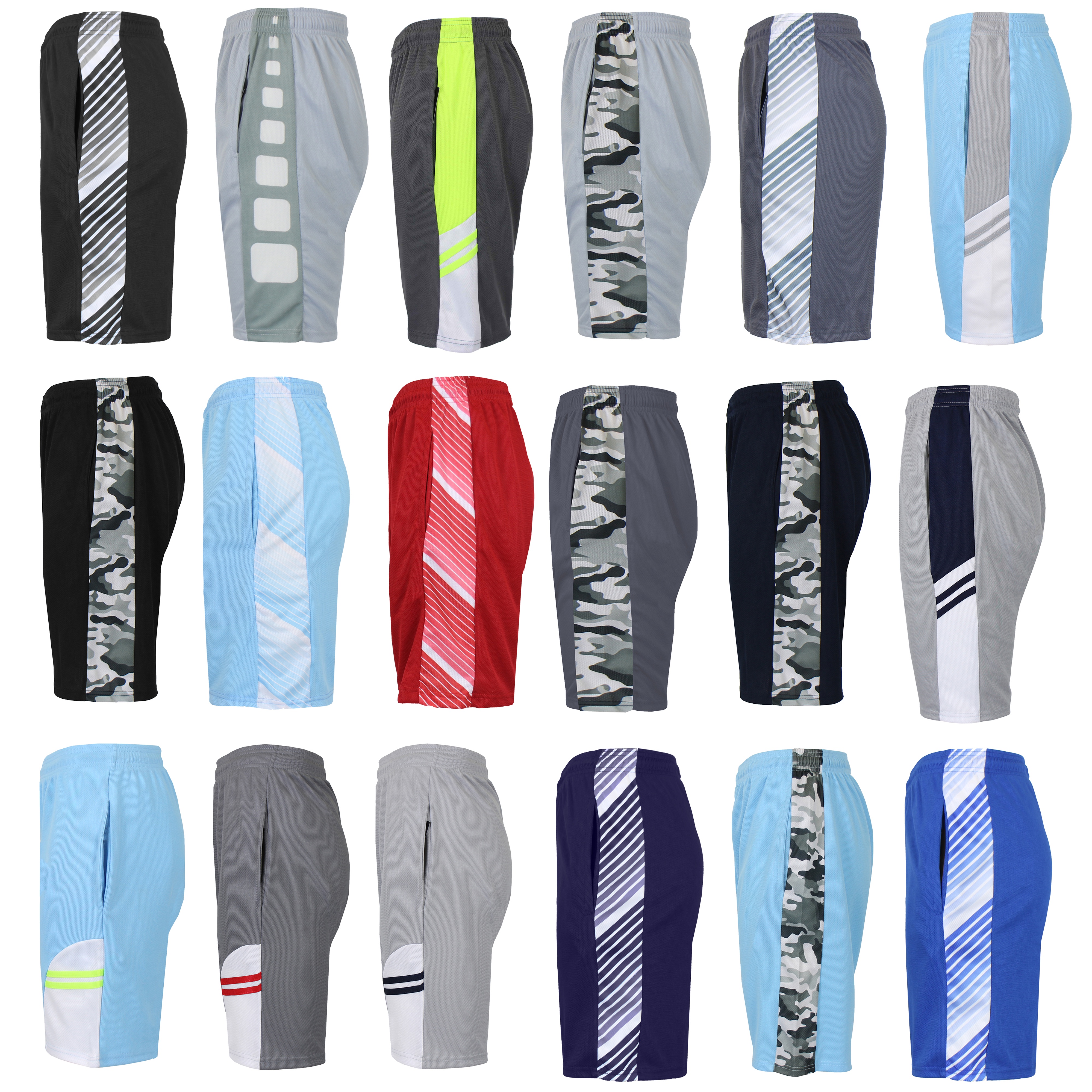 5-Pack Assorted Moisture-Wicking Performance Active Mesh Shorts