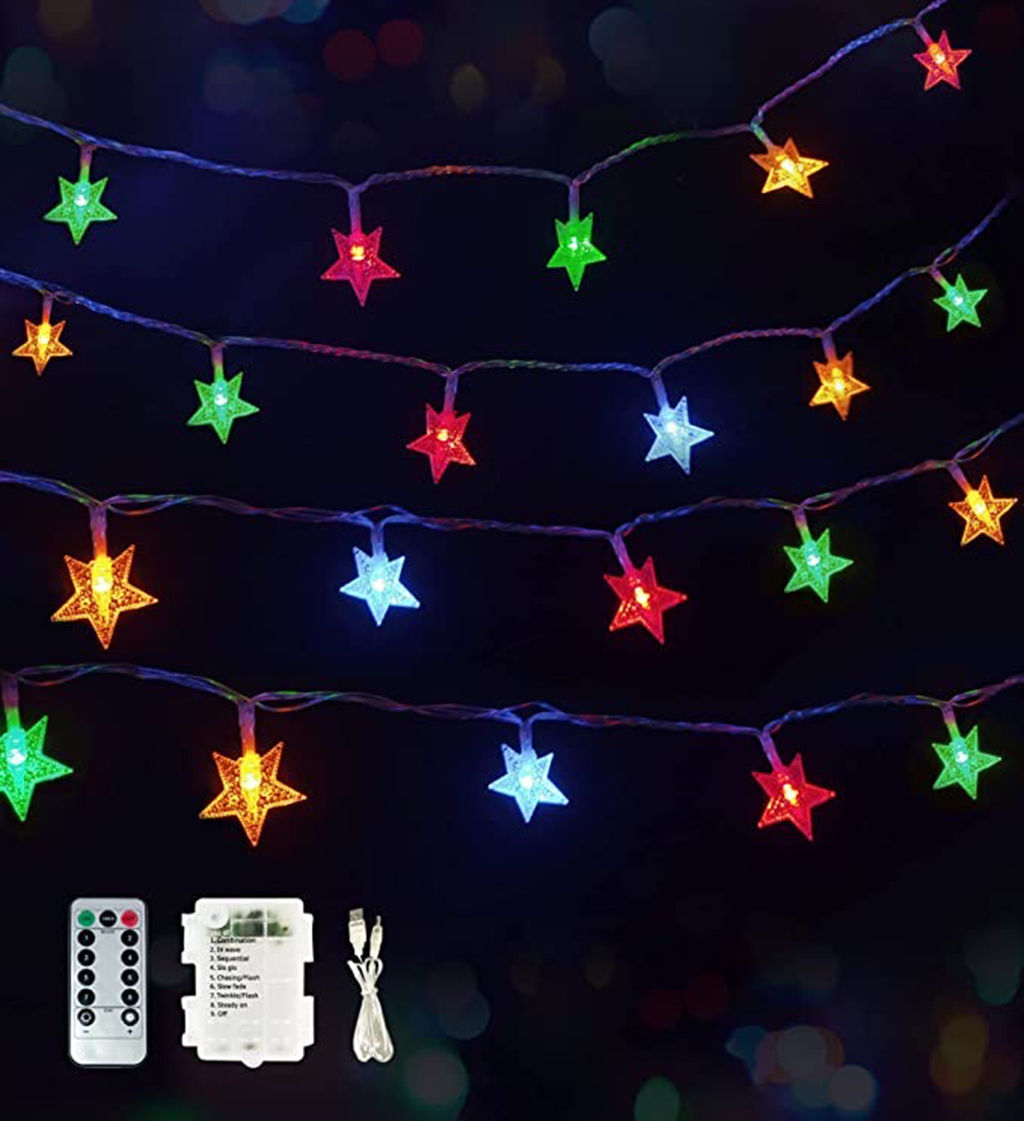 WOWMTN 33/40Ft 100 Multicolor String Light Outdoor LED with Remote Battery Operated