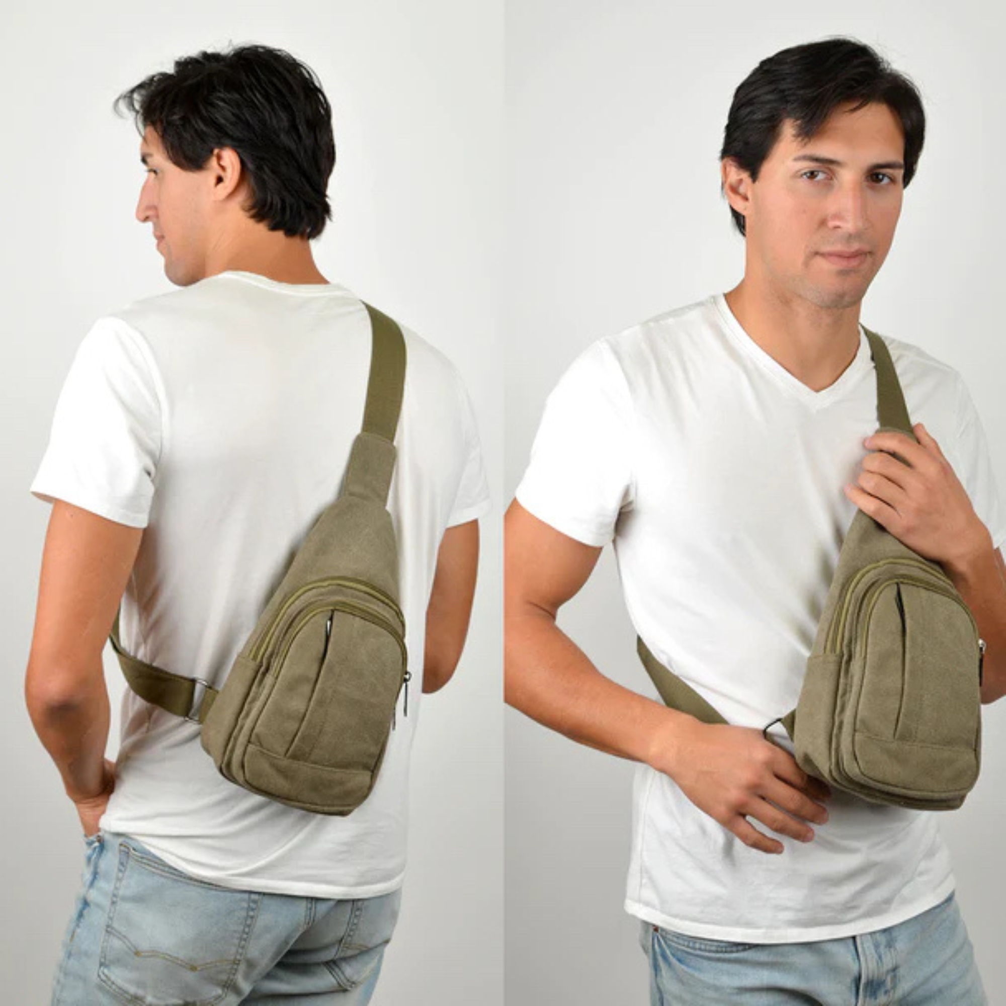 Crossbody Canvas Sling Travel Bag with Adjustable Strap - 4 Colors