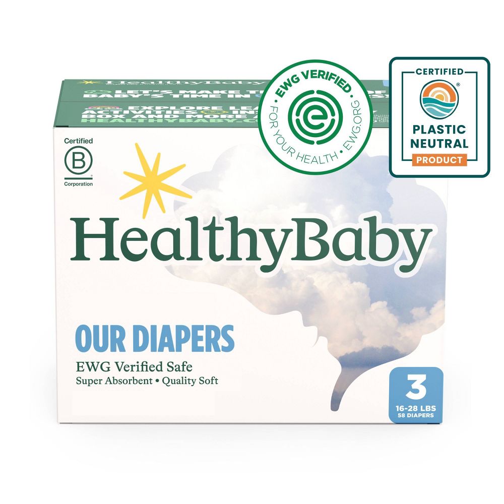 HealthyBaby Organic Cotton Enhanced Chlorine Free Disposable Diaper 58ct Si
