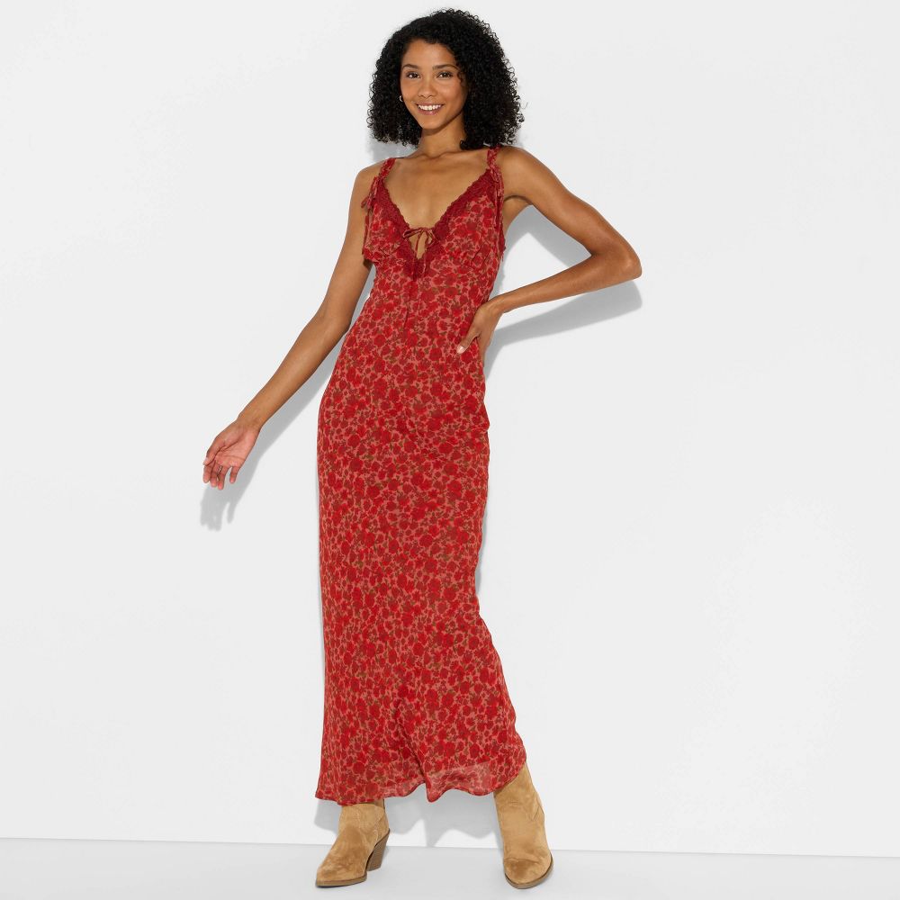 Women's Lace Trim Maxi Empire Waist Dress - Wild Fable