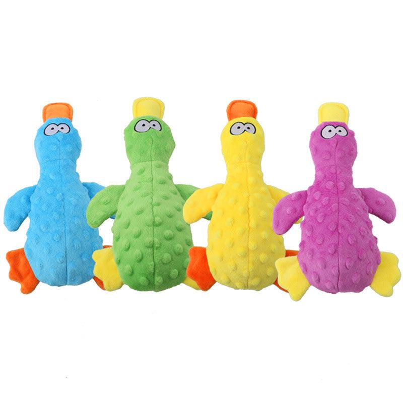 Durable Interactive Duck Crinkle Plush Squeaky Dog Toys