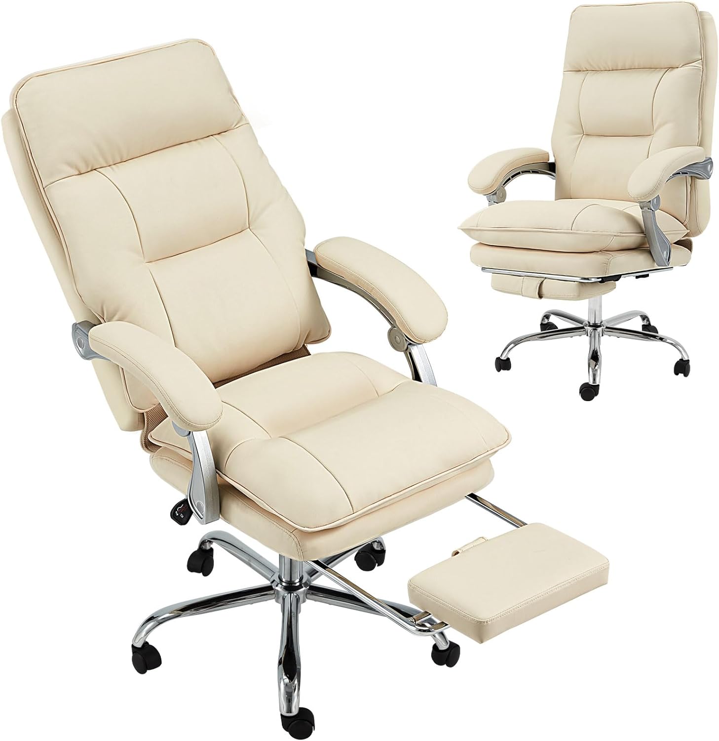 Big and Tall Office Chair with Foot Rest Comfortable Executive Reclining Office for Heavy People up to 400lbs