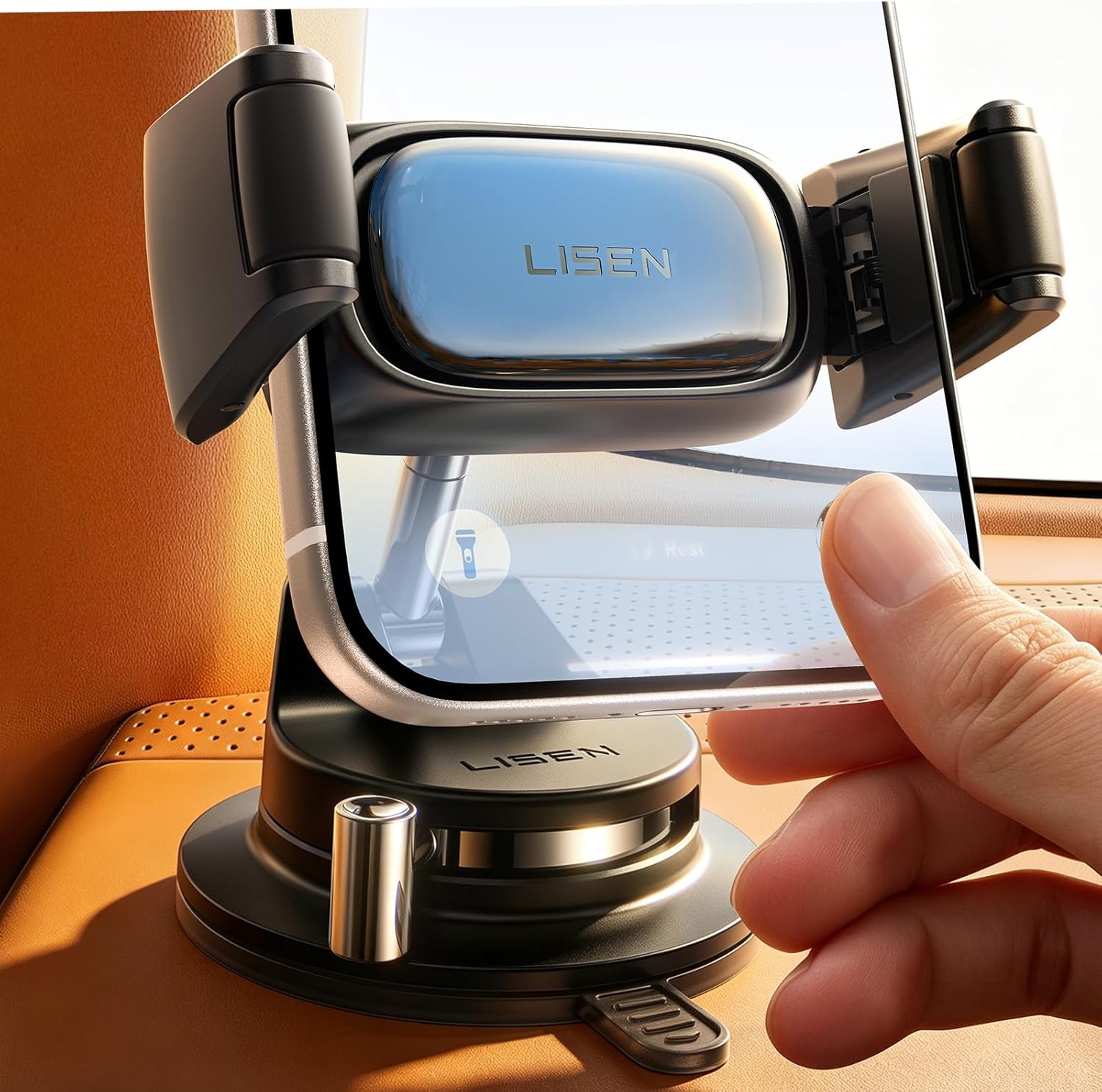 LISEN Suction Phone Mount for Car, [95% Cases Friendly] Car Phone Holder Mount