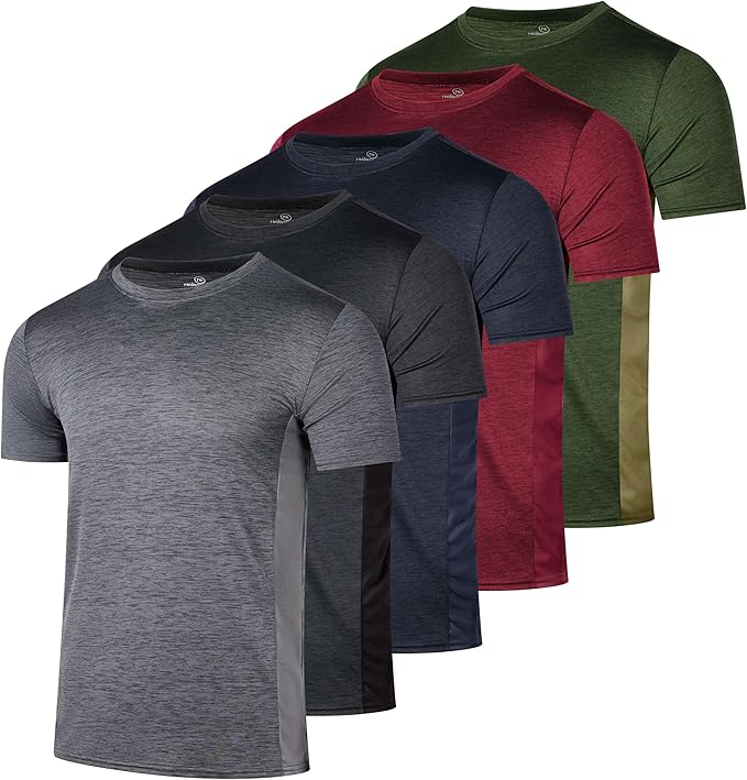5-Pack Men's Active Athletic Dry-Fit Performance T-Shirts