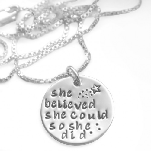 Engraved ''She Believed She Could So She Did'' Inspirational Necklace