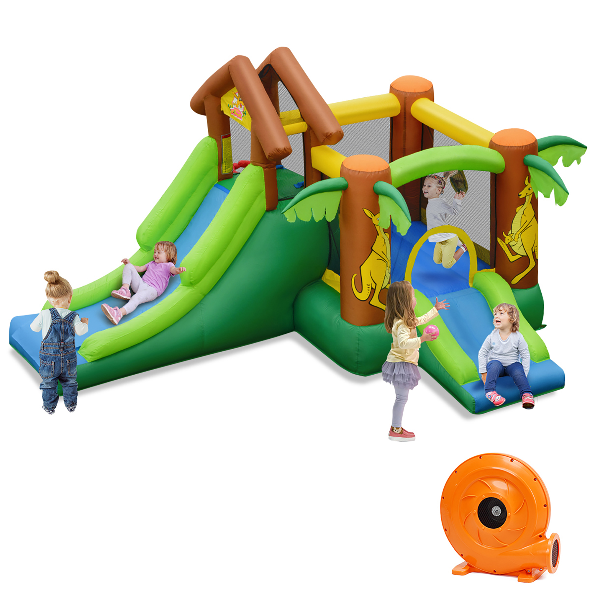 Costway Kids Inflatable Jungle Bounce House  Dual Slide Jumping Castle Bouncer