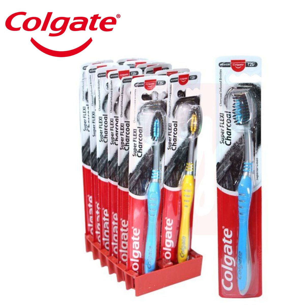 24-Pack Colgate Super Flexi Charcoal Toothbrush-Medium