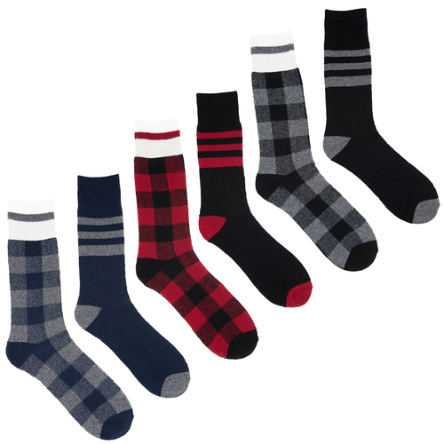 4-Pairs Clear Creek Wool Blended Plad Men's Boot Socks Shoe Size 9-13 Assorted Color