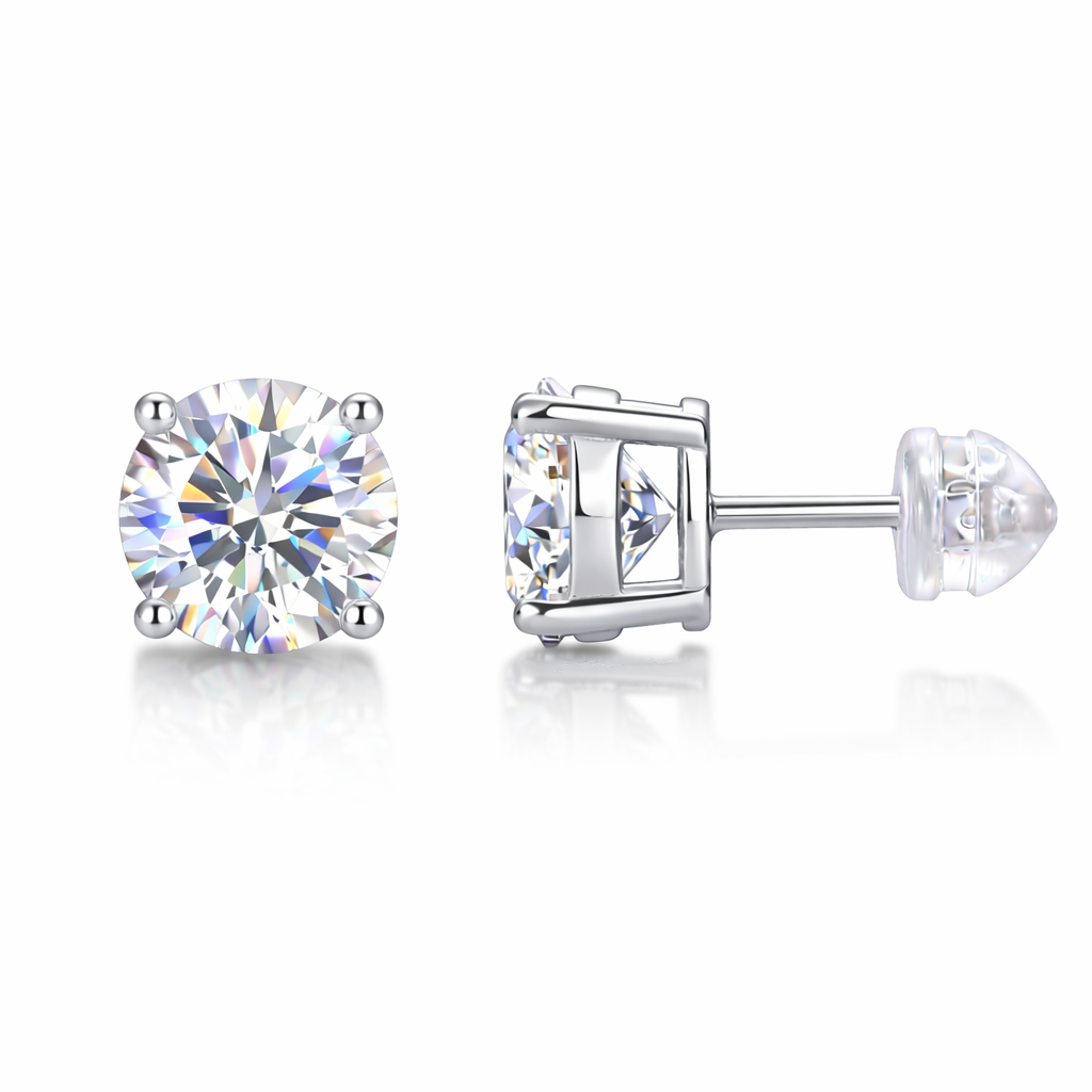 1 CTTW Sterling Silver .925 Moissanite Stud Earring with GRA Certification Card