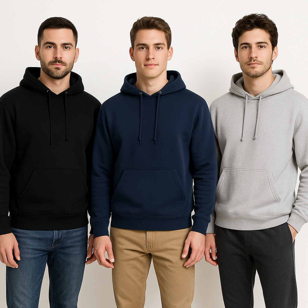 3-Pack: Men's Heavyweight Fleece Lined Pullover Hoodie Sizes S-2XL