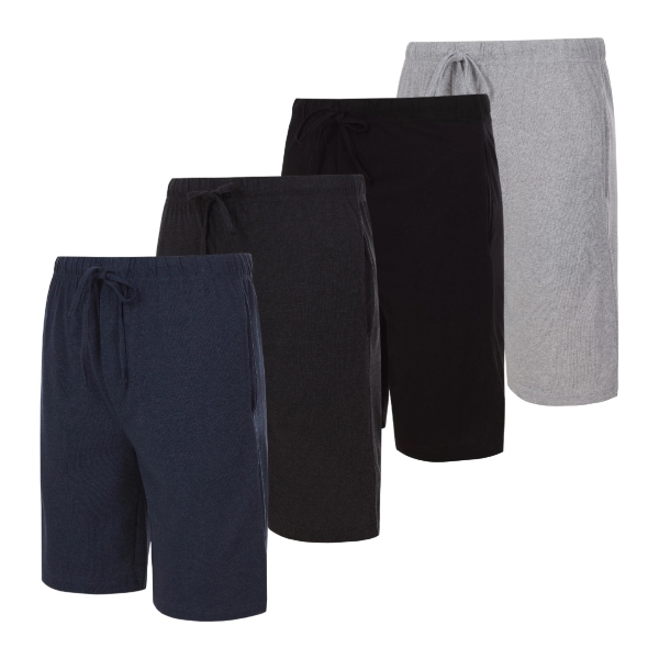 4 Pack: Men’s Cotton Soft Knit Lounge Shorts with Pockets Sizes S-XL