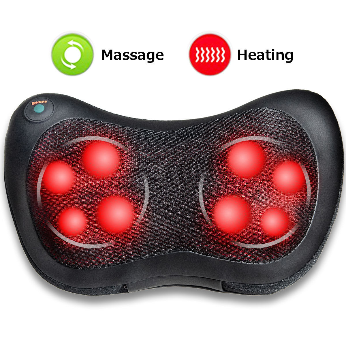 Shiatsu Shoulder Neck Back Massage Pillow W/Heat