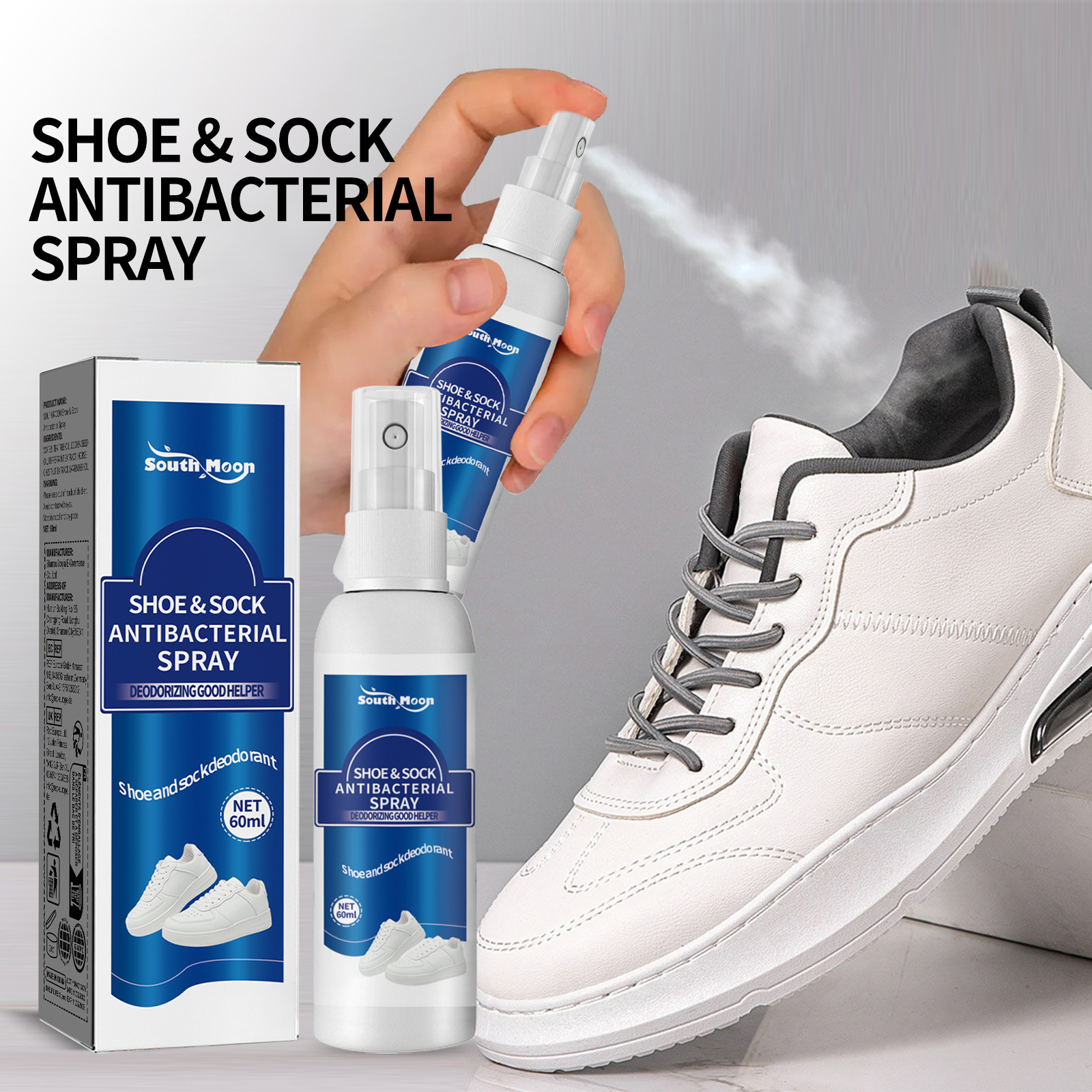 Shoe & Sock Antibacterial Spray, Shoes Deodorizing Spray 60ml