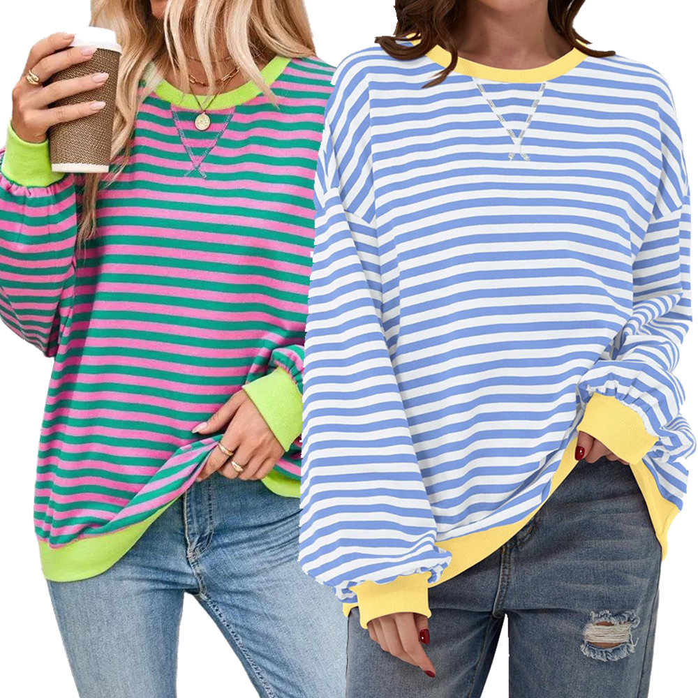Women's Striped Oversized Sweatshirt