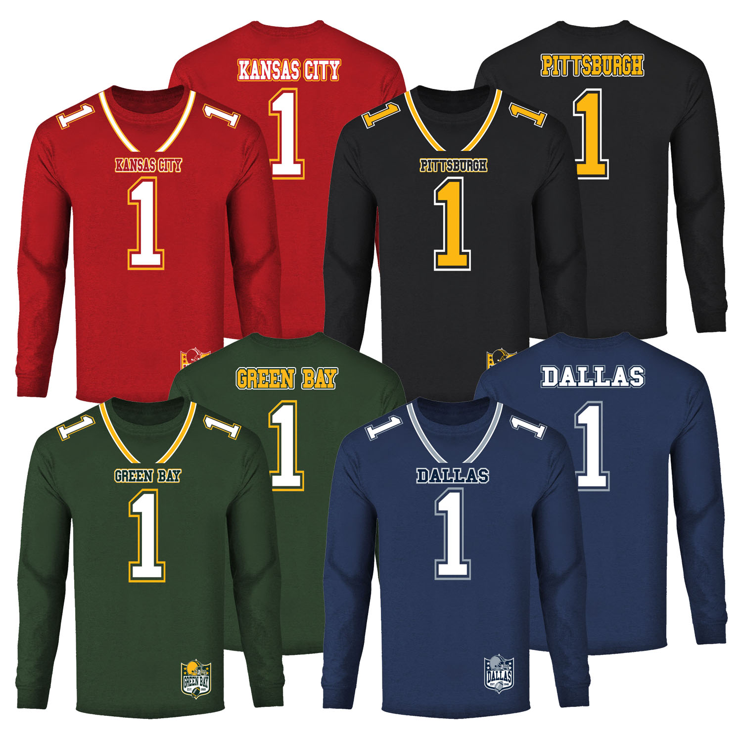 Men's Football Team Jersey Long Sleeve Shirts