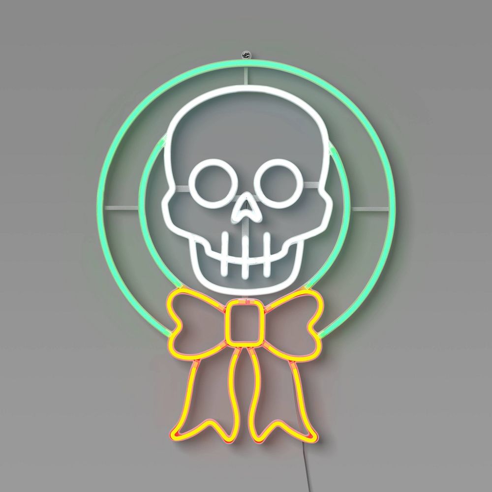 LED Wreath Faux Neon Sign Halloween Novelty Silhouette Lights