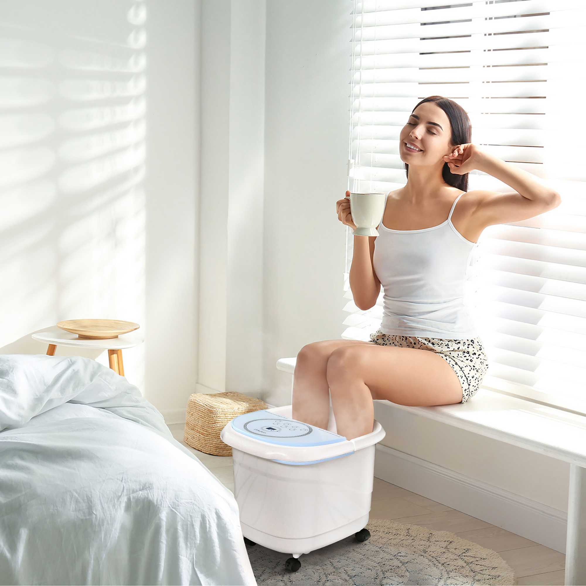Costway Foot Spa Bath Massager w/ 2-Angle Shower & Motorized Rollers