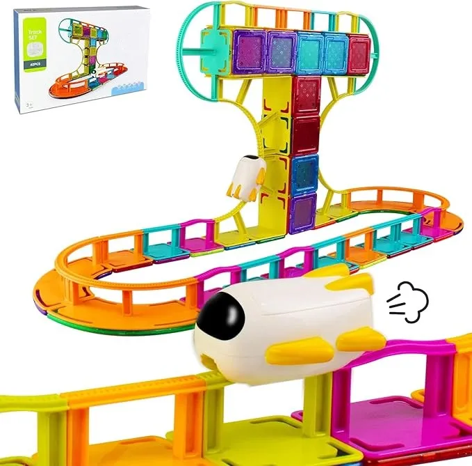 64-Piece Magnetic Tiles Sky Track Building Blocks – Educational STEM Toy