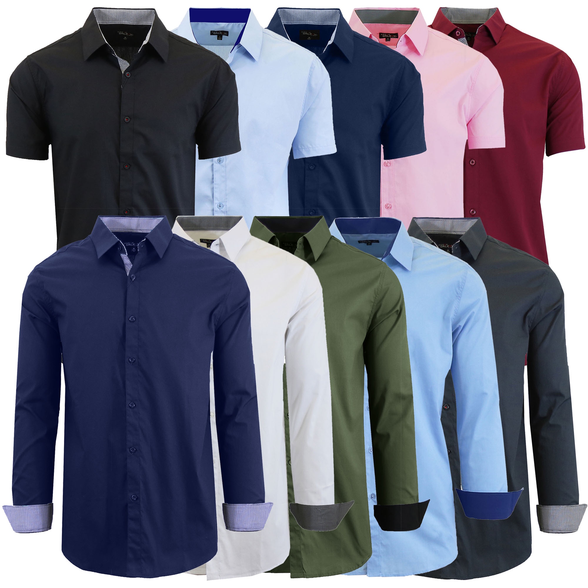 3-Pack Slim-Fit Casual Dress Shirts – Short & Long Sleeve Combo for Effortless Style