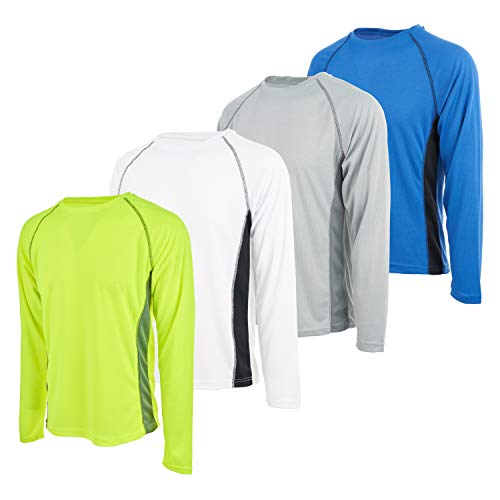 4-Pack: Men’s Active Moisture Wicking Long Sleeve Shirts With UV Ray Protection