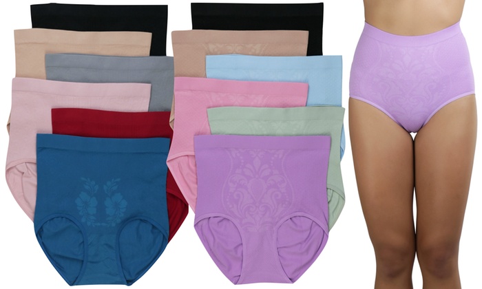 6 Pack Plus Size Women's Slimming High-Waisted Panty Briefs