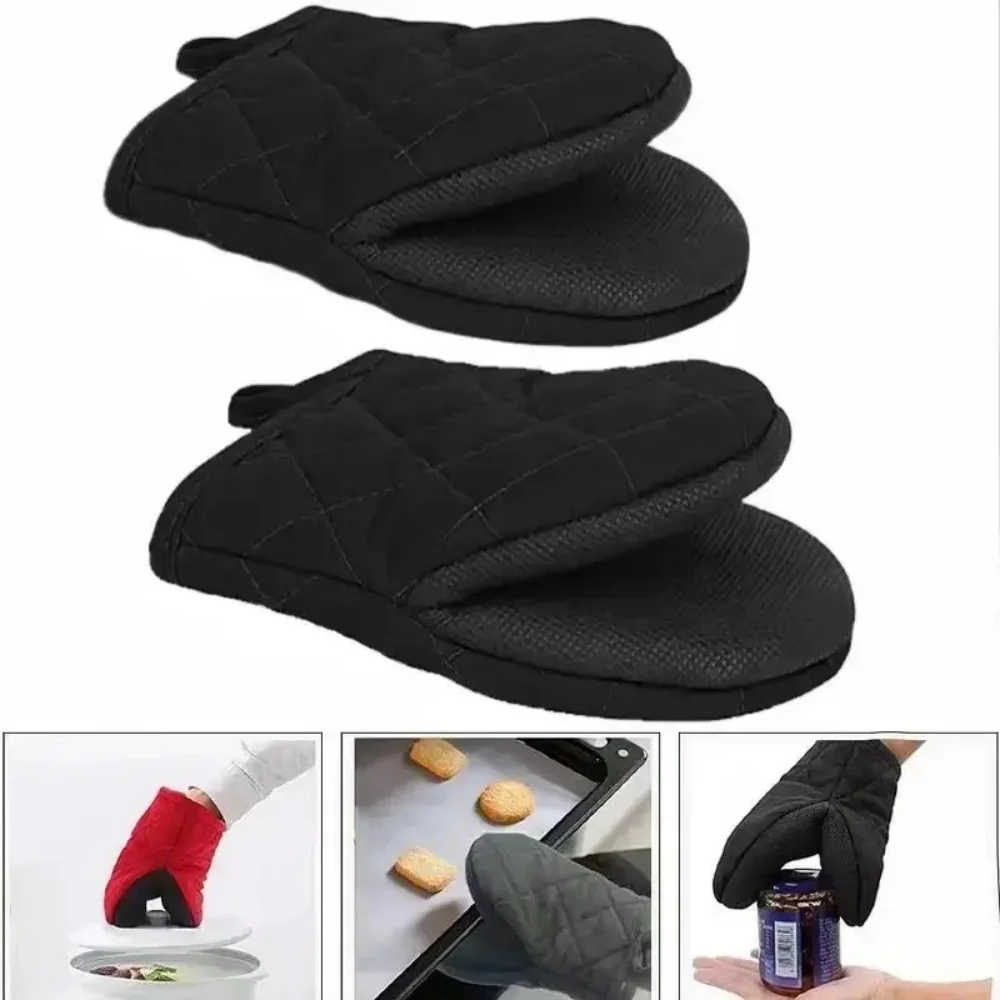 Silicone Short Oven Mitts – 500°F Heat Resistant Non-Slip Gloves