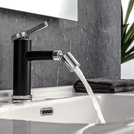 Water Faucet Stainless Steel Rotated Sprayer Black body Copper Casting Body