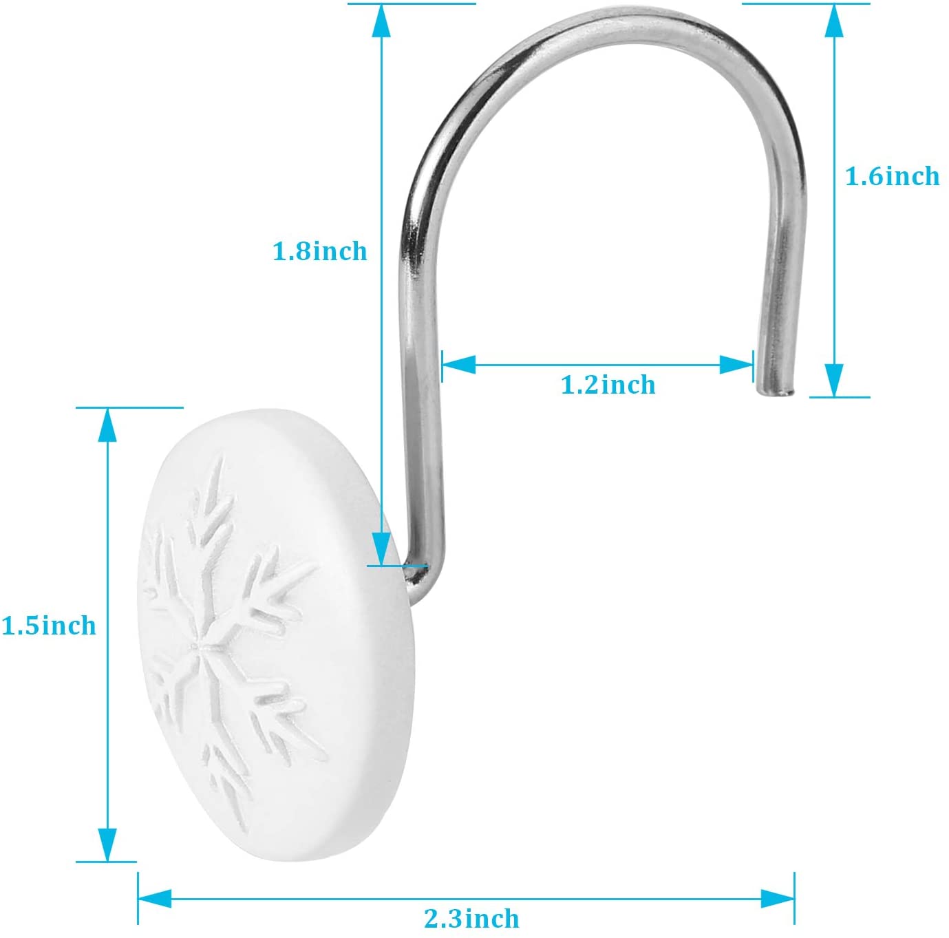 12 Pack Christmas Snowflake Anti-rust Round Shower Curtain Hooks