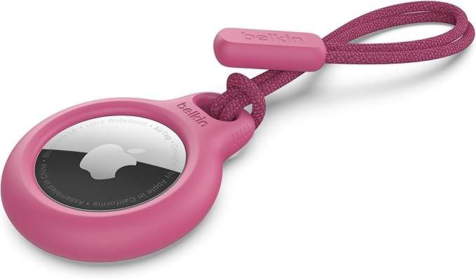 4-Pack Belkin Apple Airtag Secure Holder With Strap - Apple Air Tag Keychain - Pink
