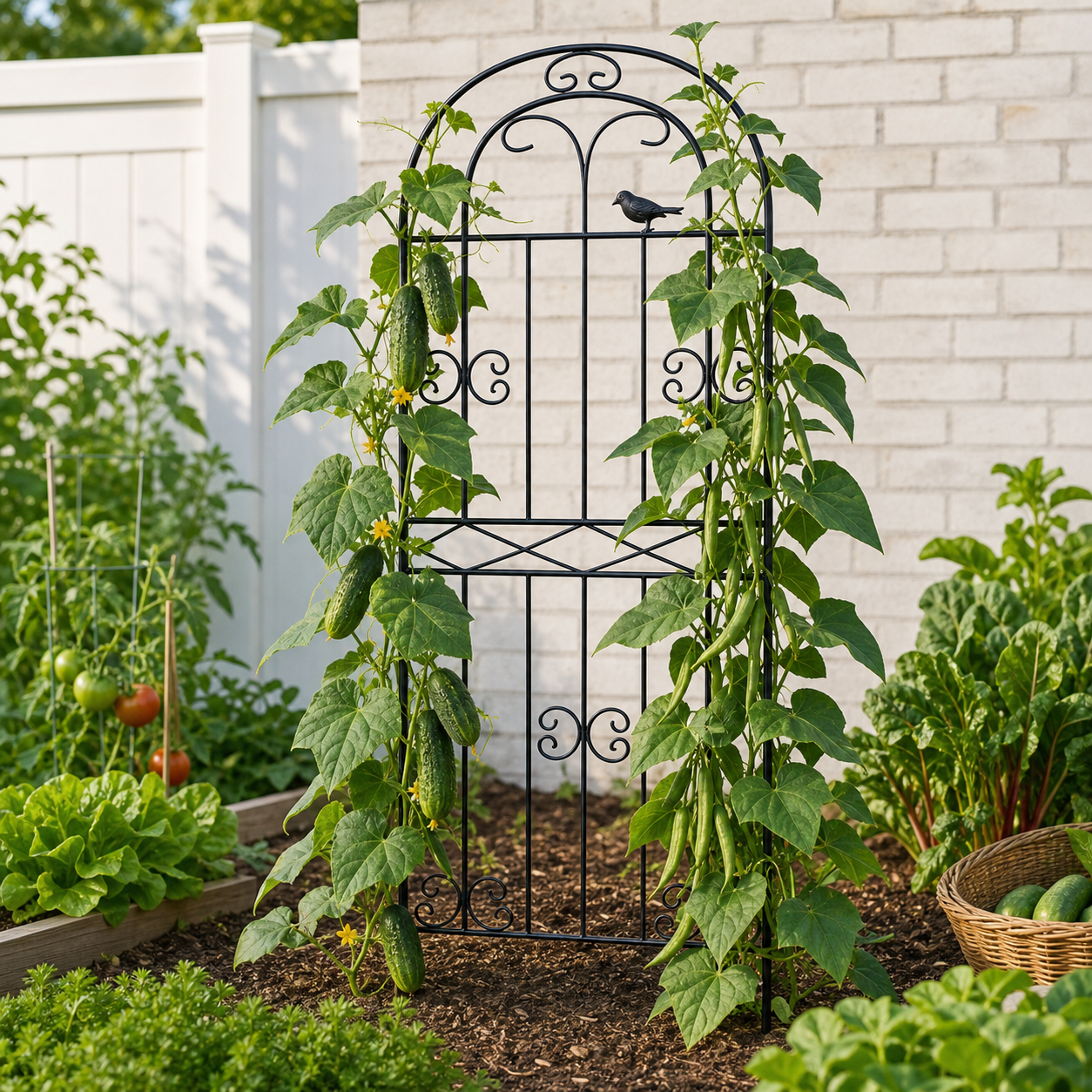71" Arched Metal Plant Trellis, Garden Trellis for Climbing Plants