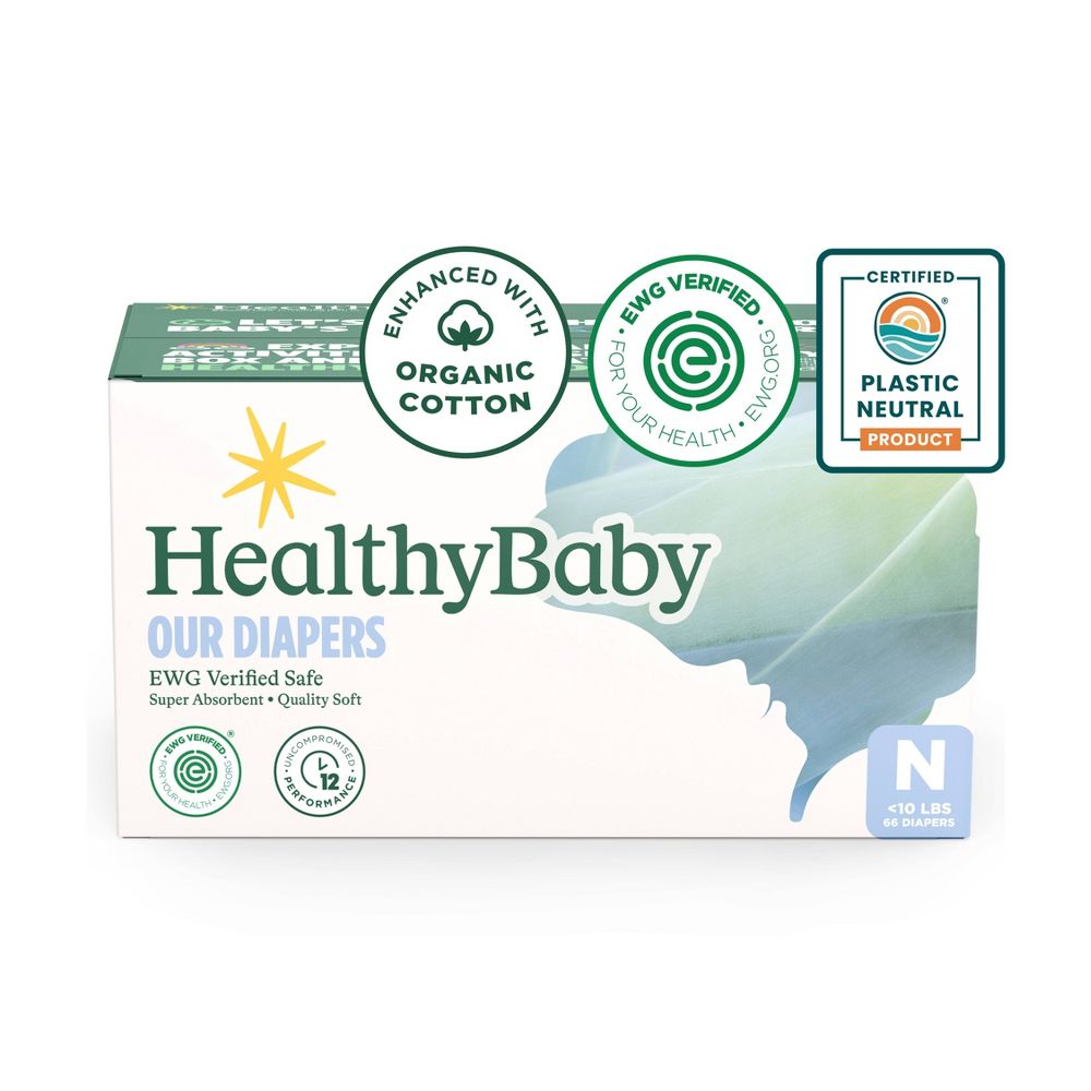 Healthy Baby Disposable Diapers w/ Organic Cotton Newborn - 66ct - Open Box