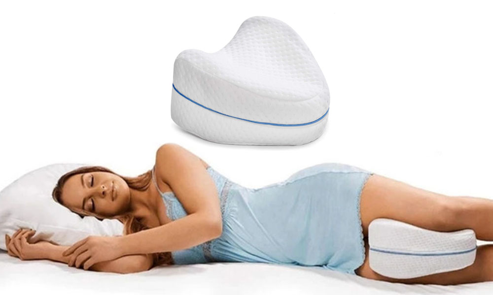 Orthopedic Body Alignment Leg Pillow - Ergonomically contoured design aims to keep knees, hip, and spine in ideal alignment while sleeping
