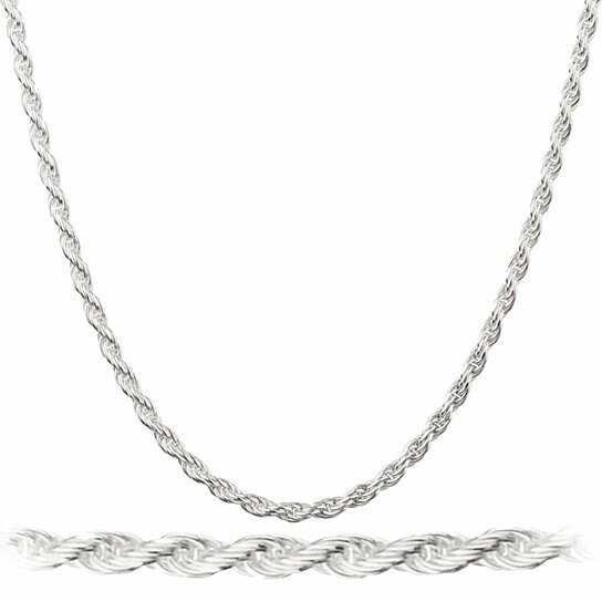 Italian Diamond Cut Silver Plated Rope Chain (24in.)